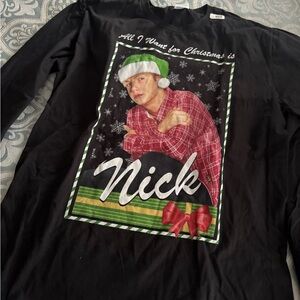 Black Nick Carter Christmas Graphic long sleeve T shirt lowest mark down unisex